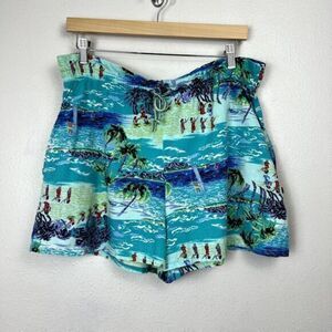 Vintage‎ OP Ocean Pacific Womens Casual Shorts Size L Cinched Waist Hawaiian USA